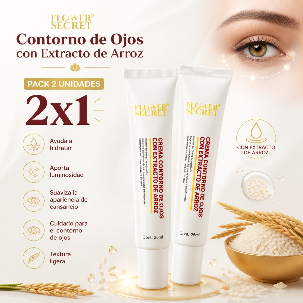 Contorno Ojos Extracto Arroz - Flower Secret®