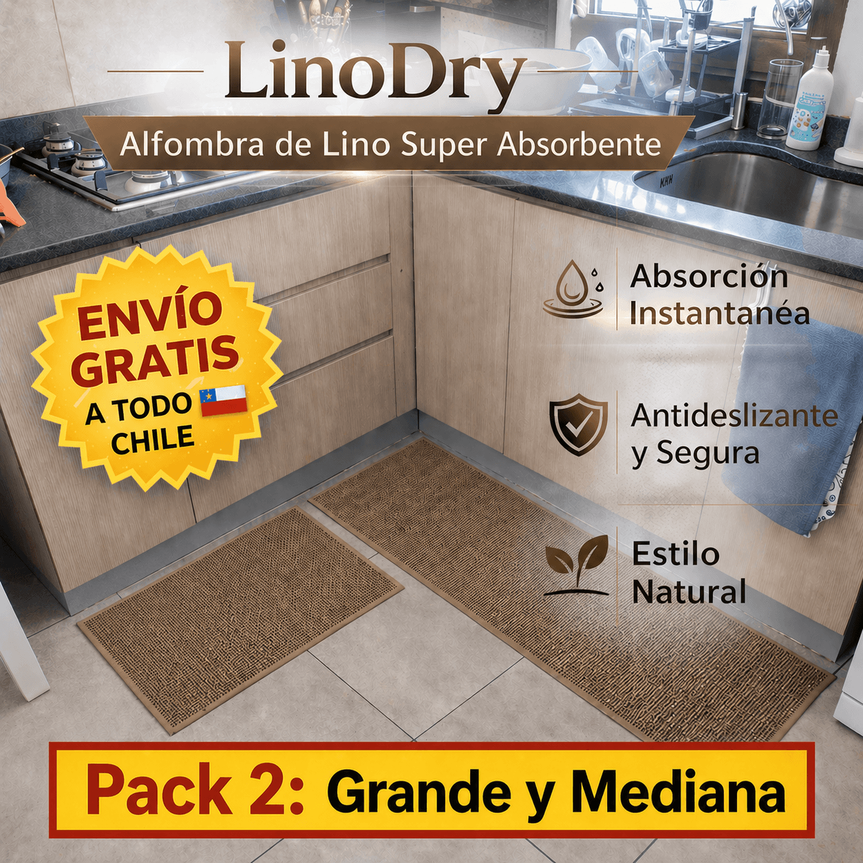 LinoDry® | Pack Alfombra de Lino Super Absorbente