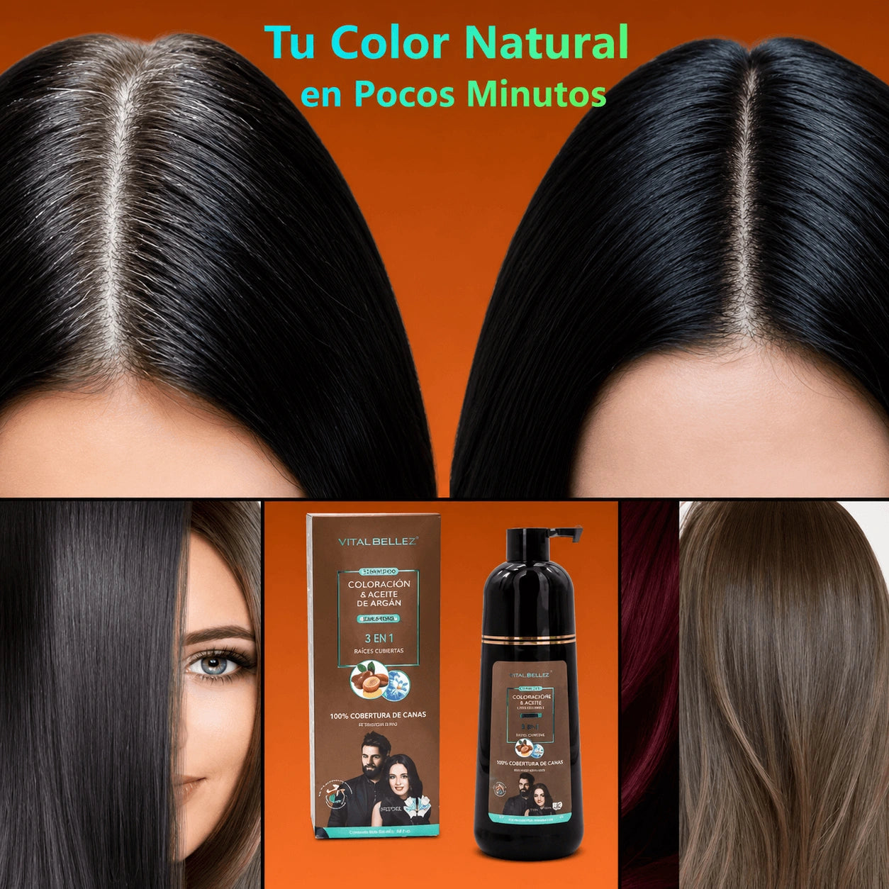 Shampoo Pinta Canas Max Belle® 2 en 1 | Lava y Tiñe