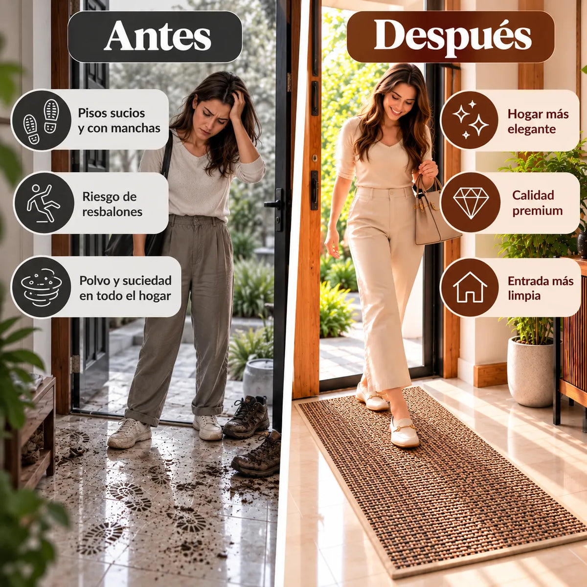 Alfombra de Lino Premium - Antideslizante y Absorbente
