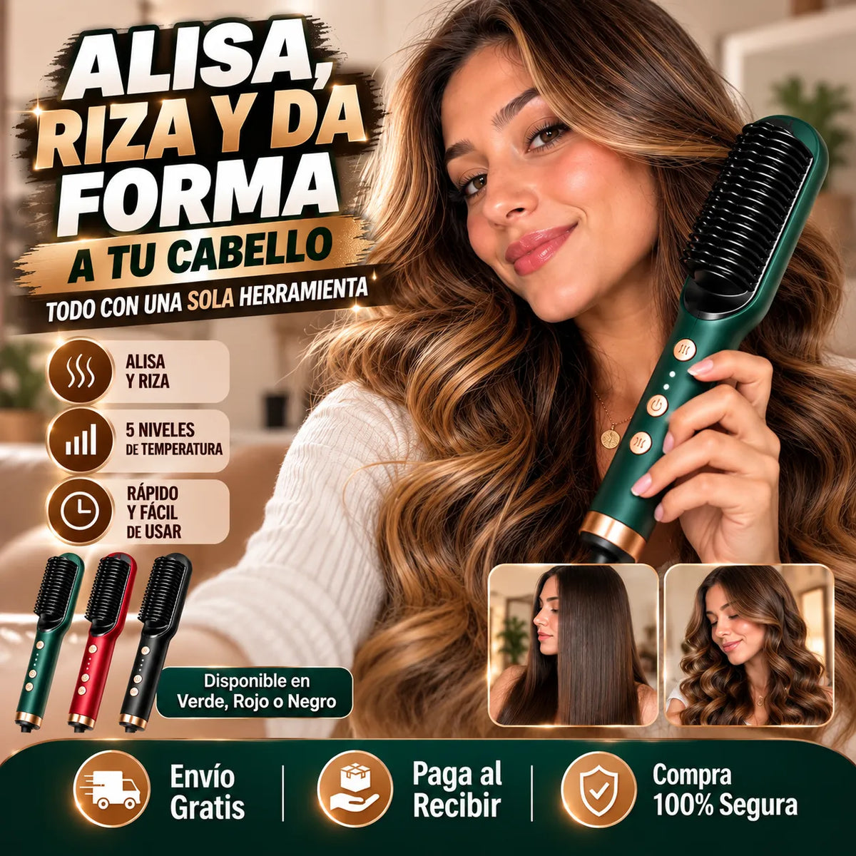 Lissarull® | Cepillo Multifuncional Alisador y Rizador