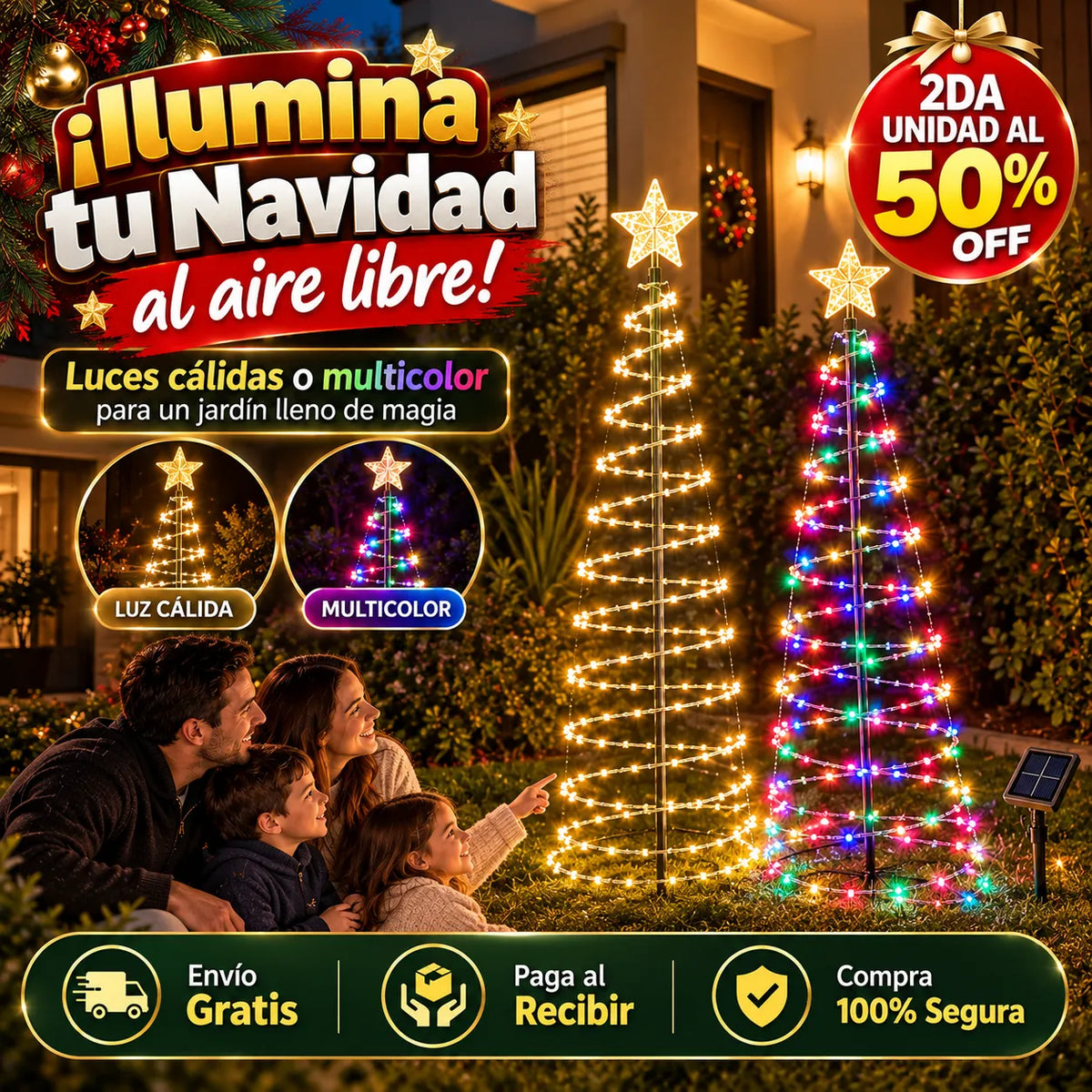 Arbol de Navidad Espiral con carga Solar