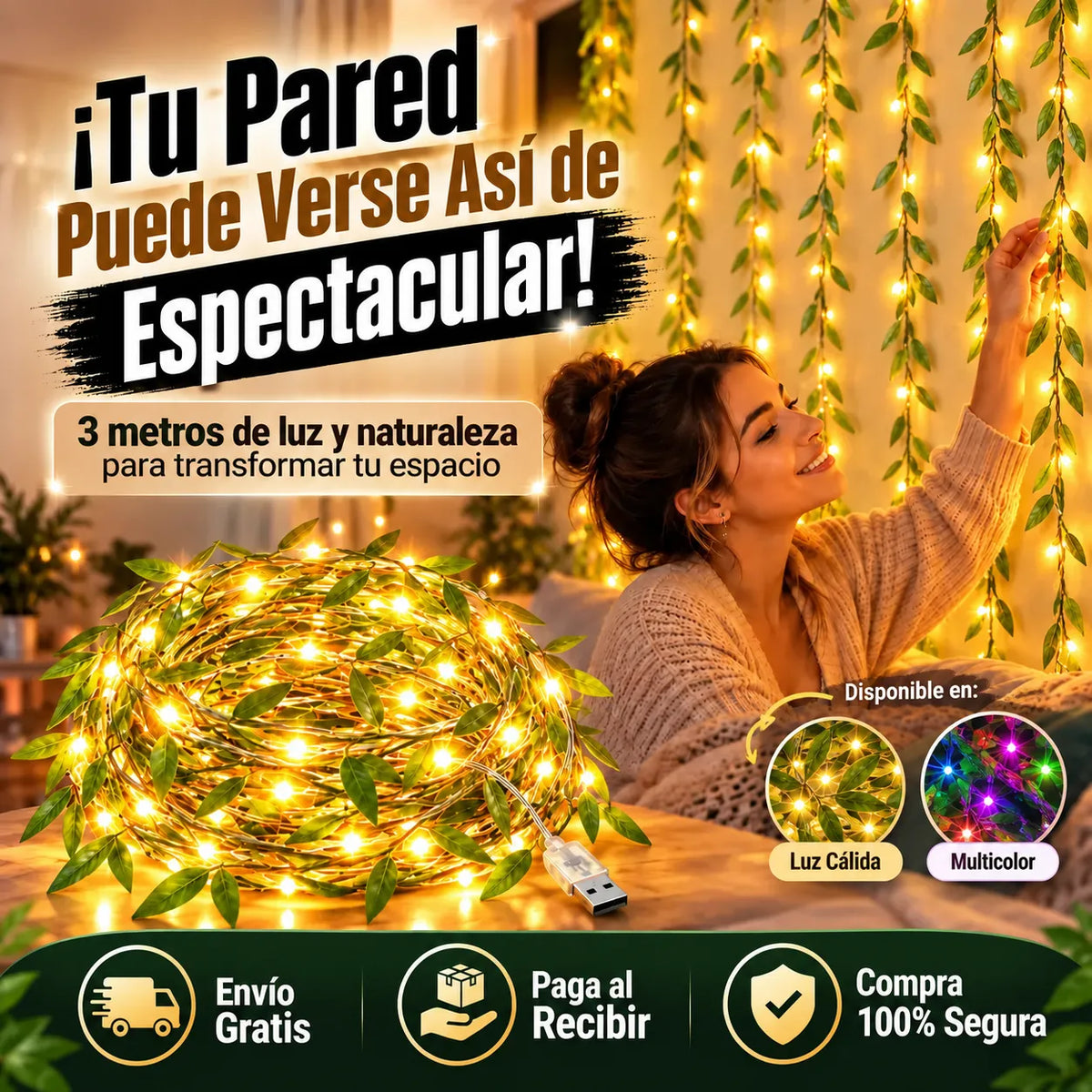 LumiGarden® | Cortinas Luces 3 Metros