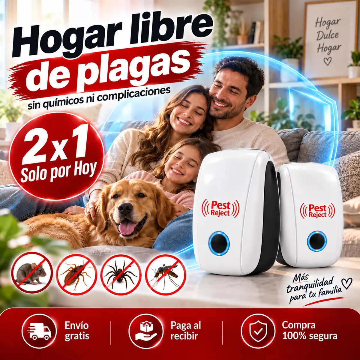 Pest Reject® | Repelente Ultrasonico Plagas Pack 2
