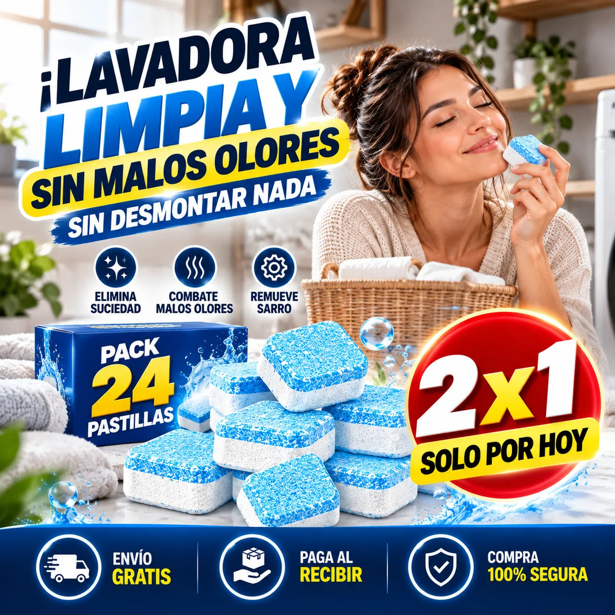 Pack 24 Pastillas Efervescentes Limpia Lavadora