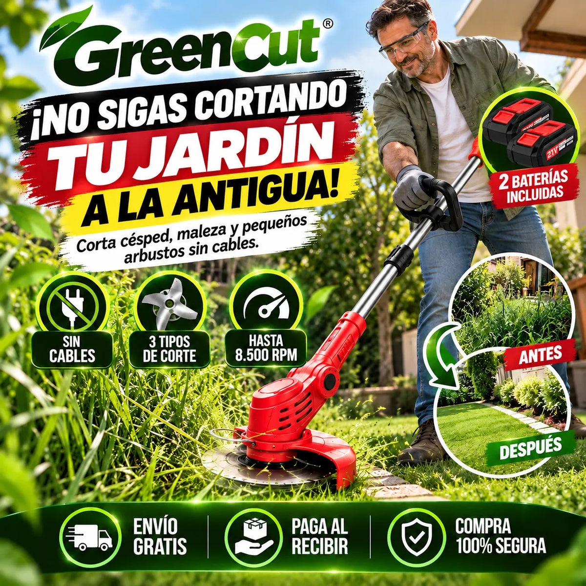 GreenCut® | Cortacésped Inalámbrico