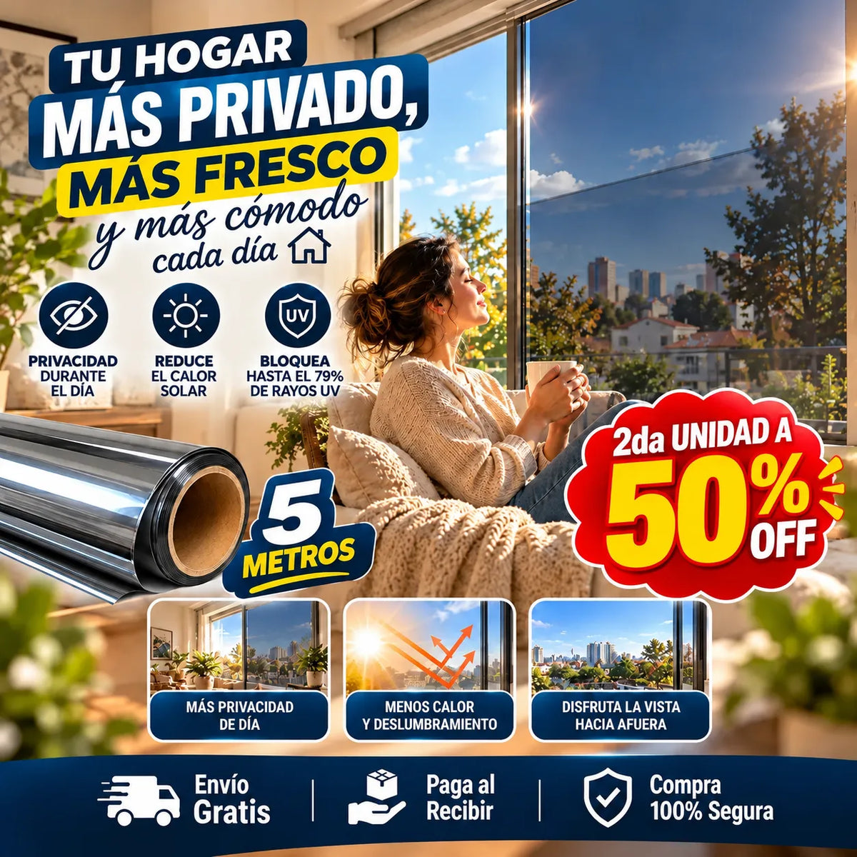 Lamina Espejo Polarizada 5 Metros