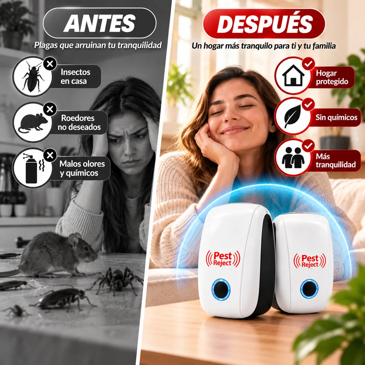 Pest Reject® | Repelente Ultrasonico Plagas Pack 2