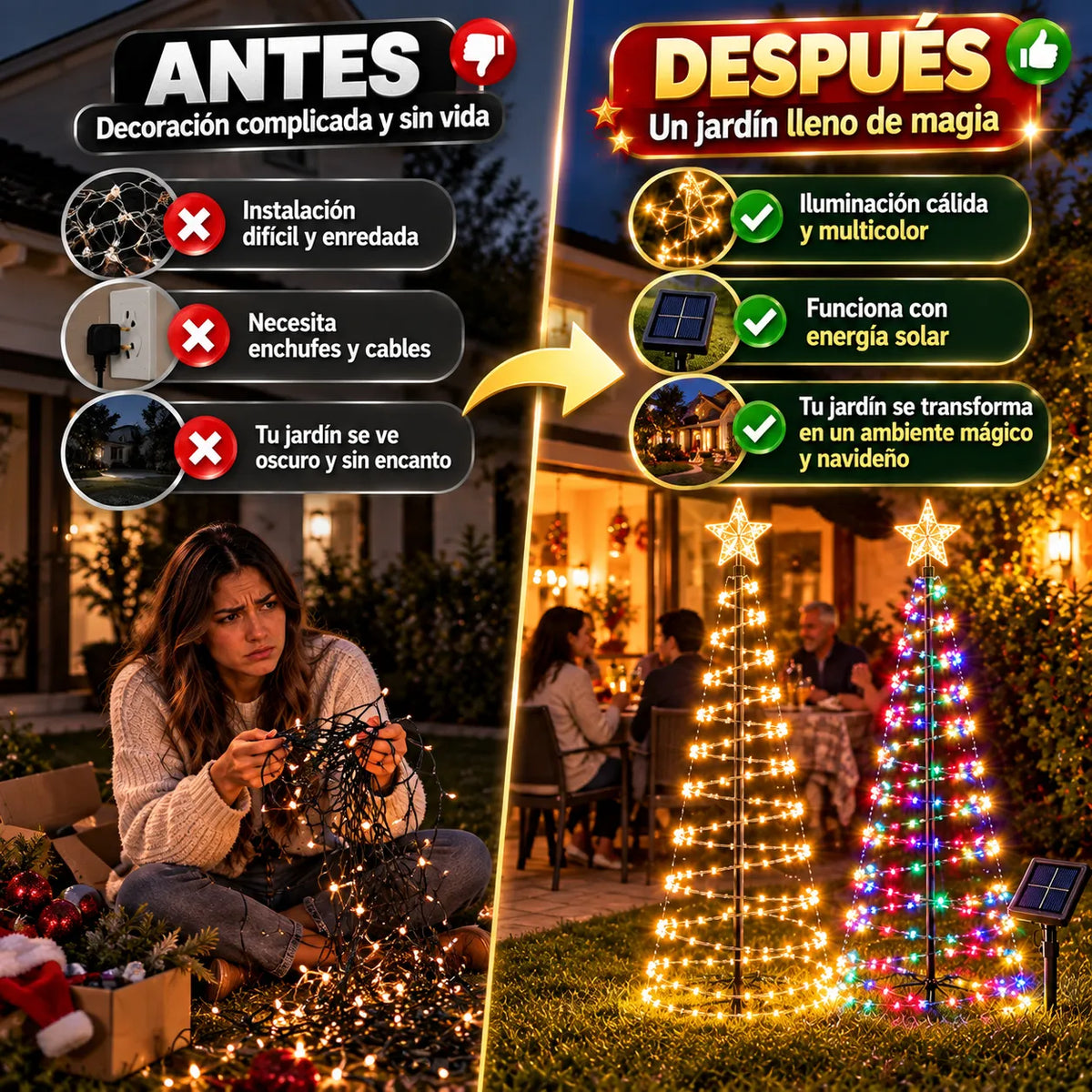 Arbol de Navidad Espiral con carga Solar