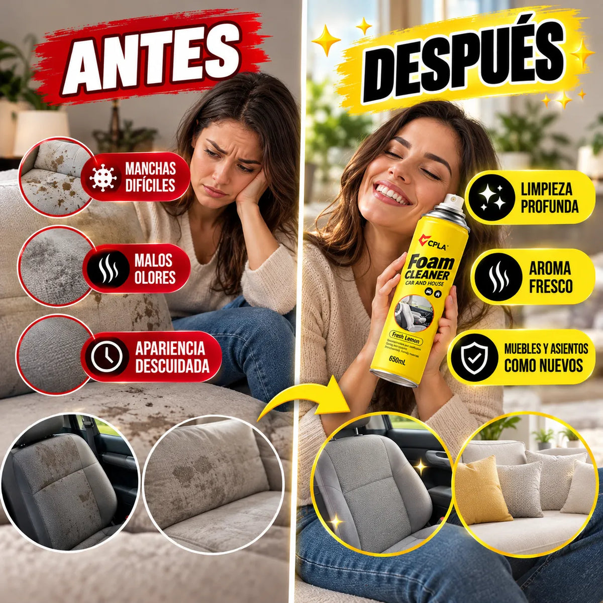 Foam Cleaner® | Espuma Multiusos para Vehiculo y Hogar