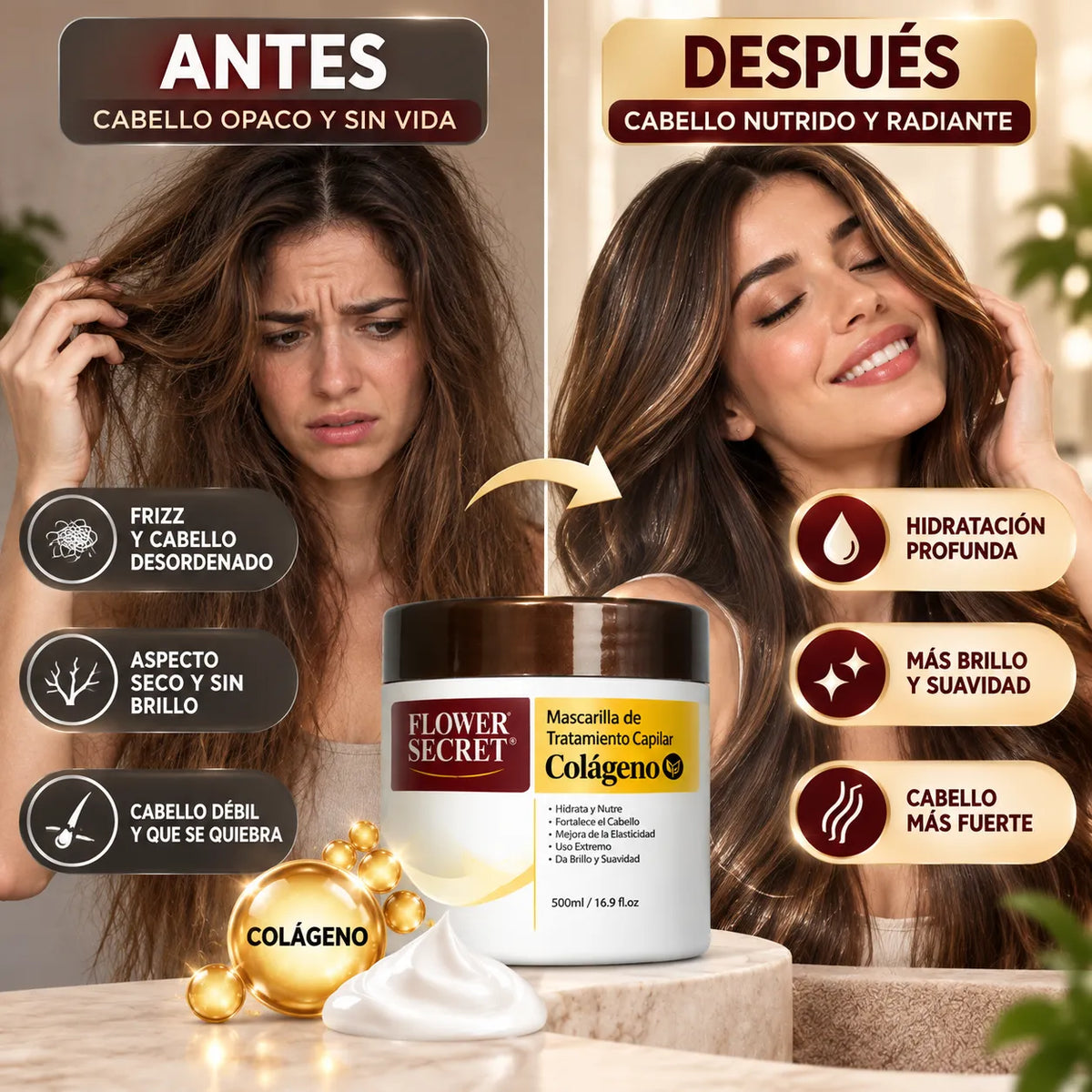 Mascarilla Capilar Colágeno | Flower Secret® - Pack 2