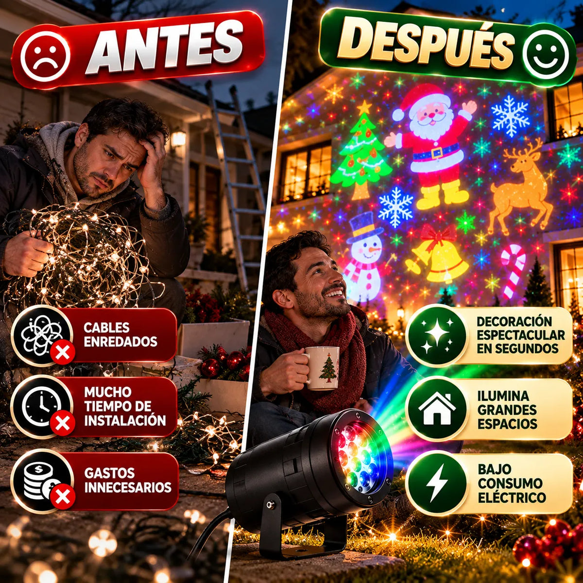 Proyector Led Giratorio Navideño