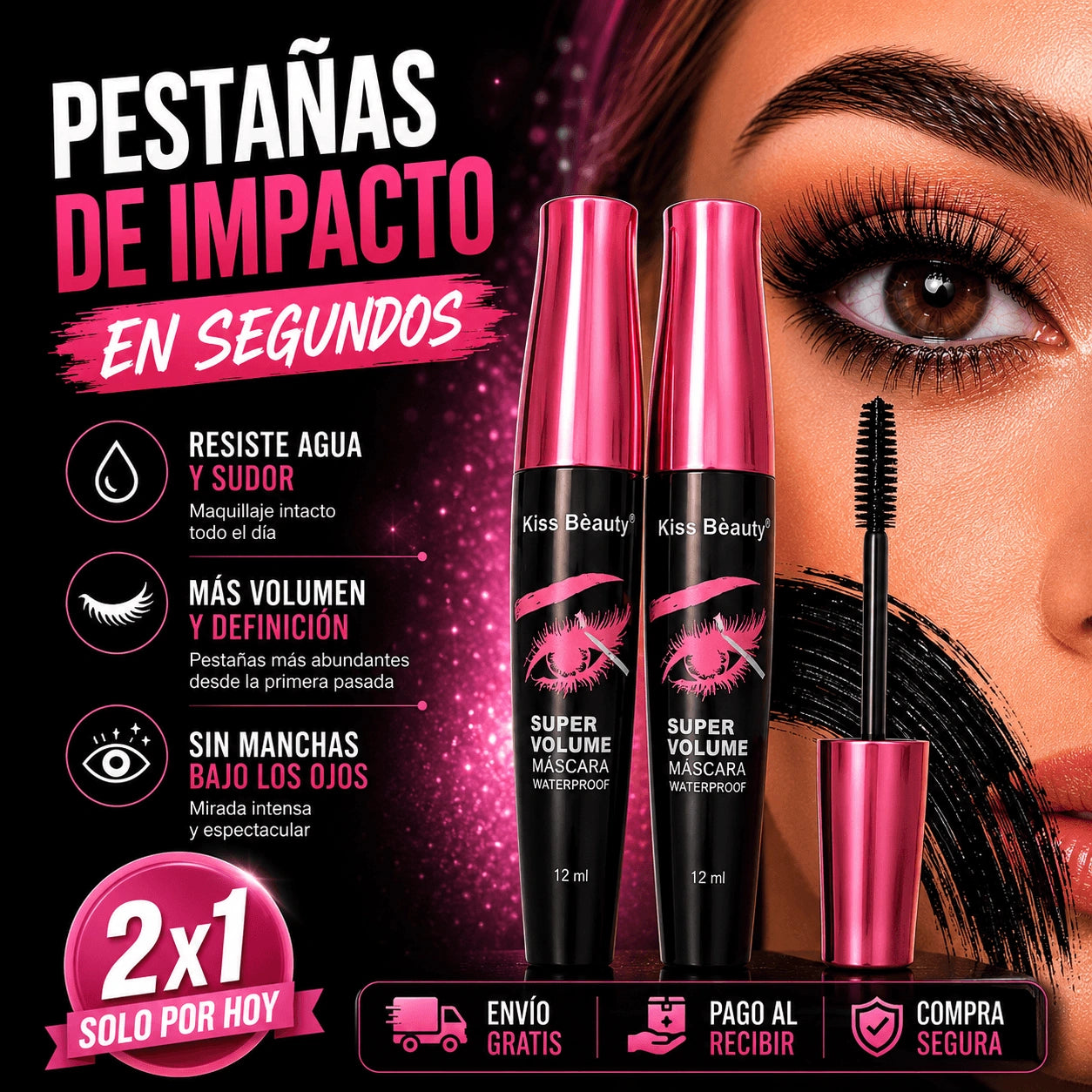 Mascara de Pestaña Kiss Beauty® | Super Volumen