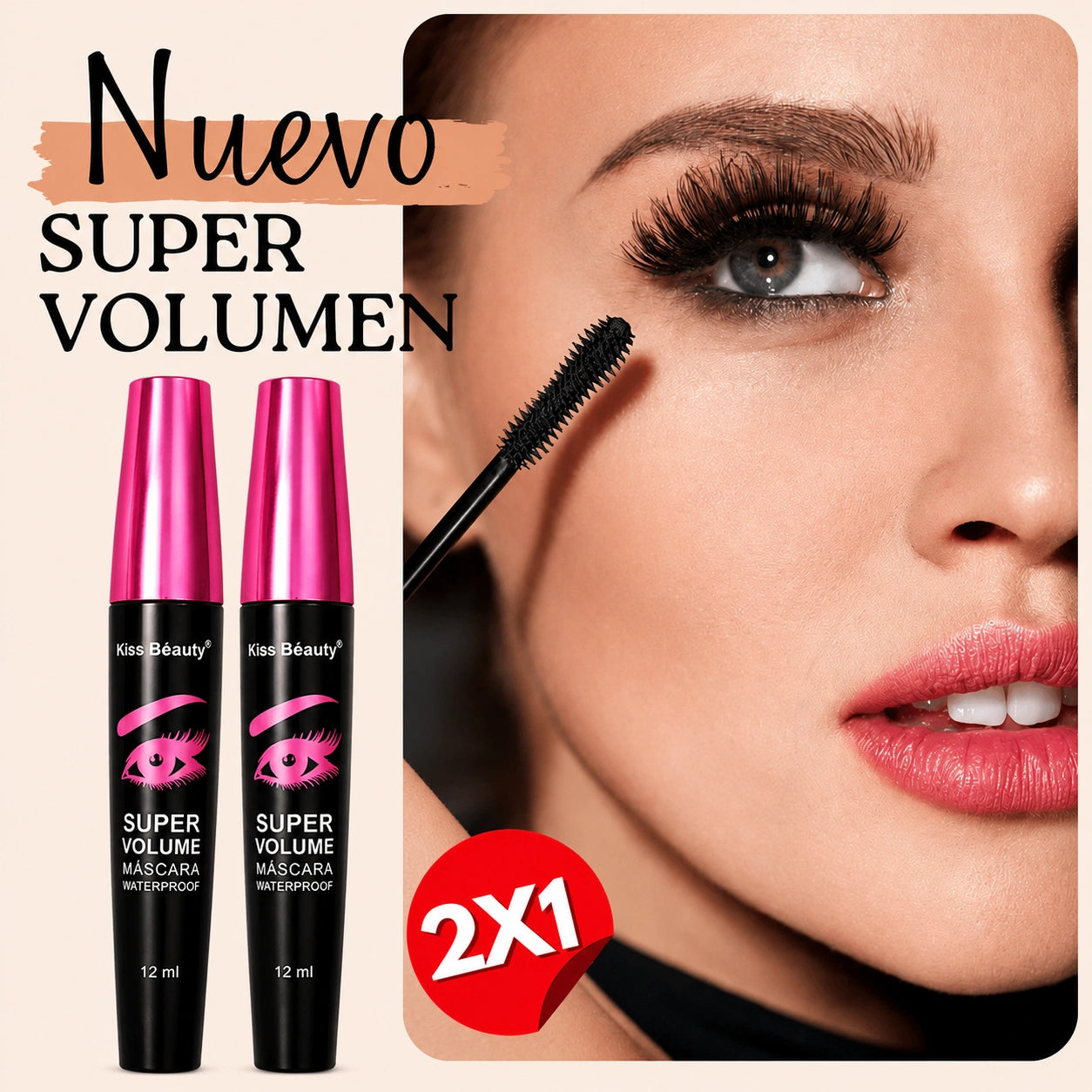 Mascara de Pestaña Kiss Beauty® | Super Volumen