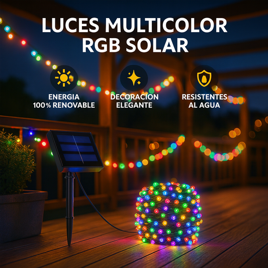 Luz Multicolor RGB Solar 100 Led