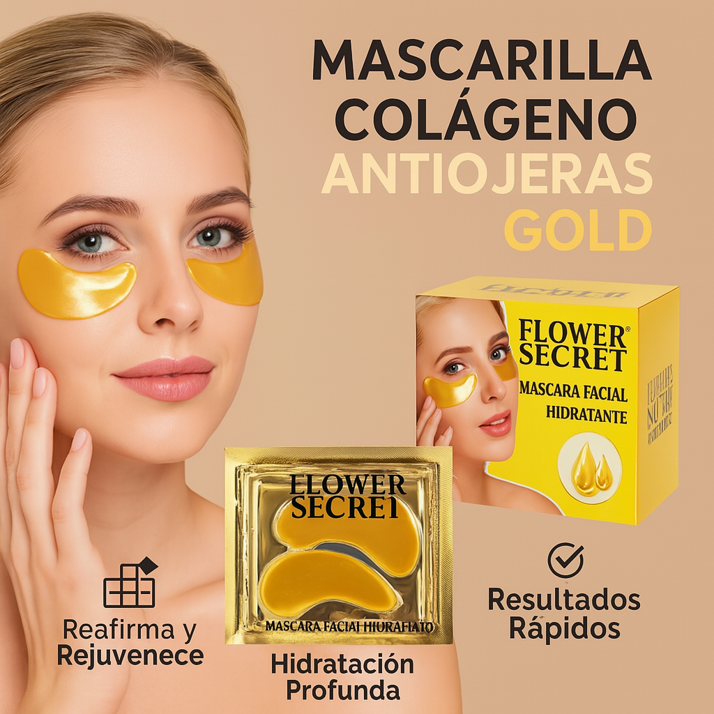 Mascarilla Colágeno Antiojeras Gold - Pack 10