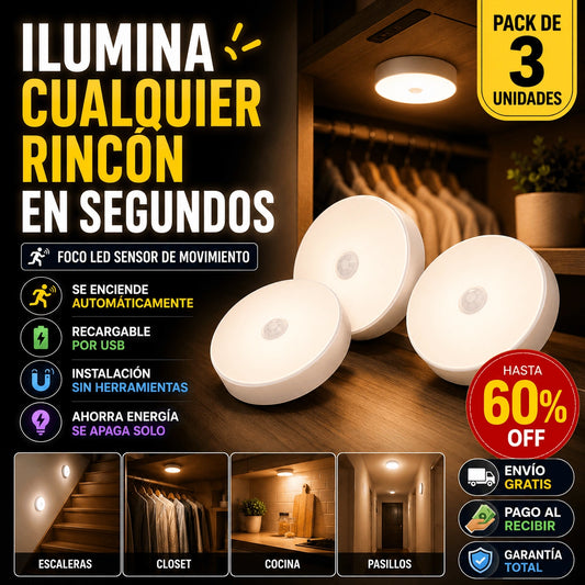 Foco Led Sensor de Movimiento - Pack 3