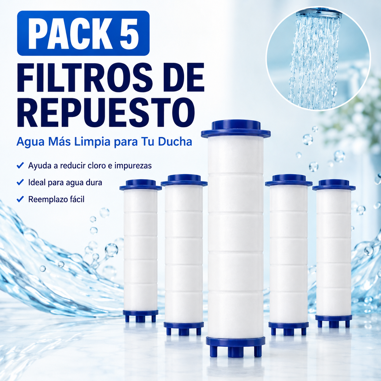 Pack 5 Filtros Repuesto para Ducha