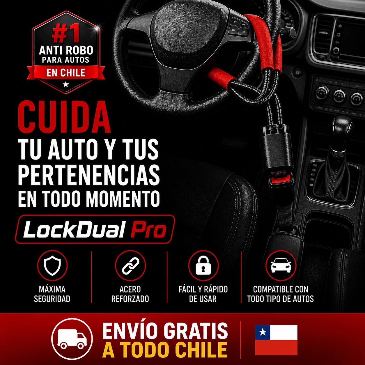 LockDual Pro® - Bloqueo de Volante AntiRobo