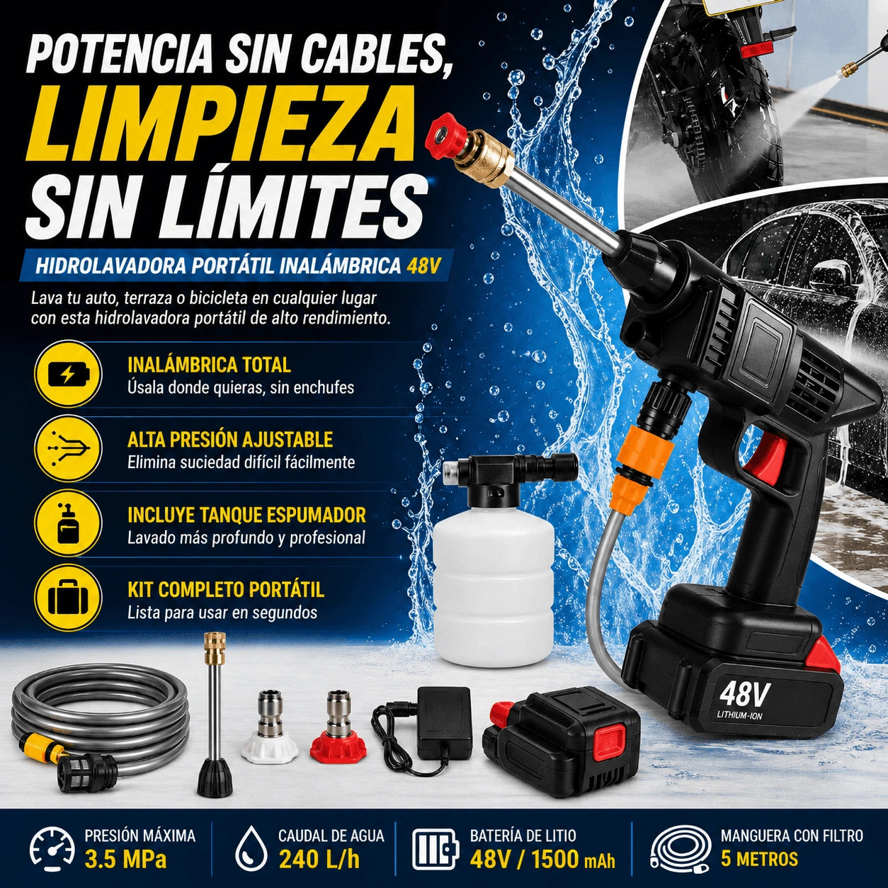 Hidrolavadora Inalámbrica + 2 Baterias