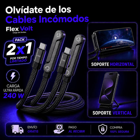 FlexVolt | Cable Carga Ultra Rápida con Soporte - 2x1