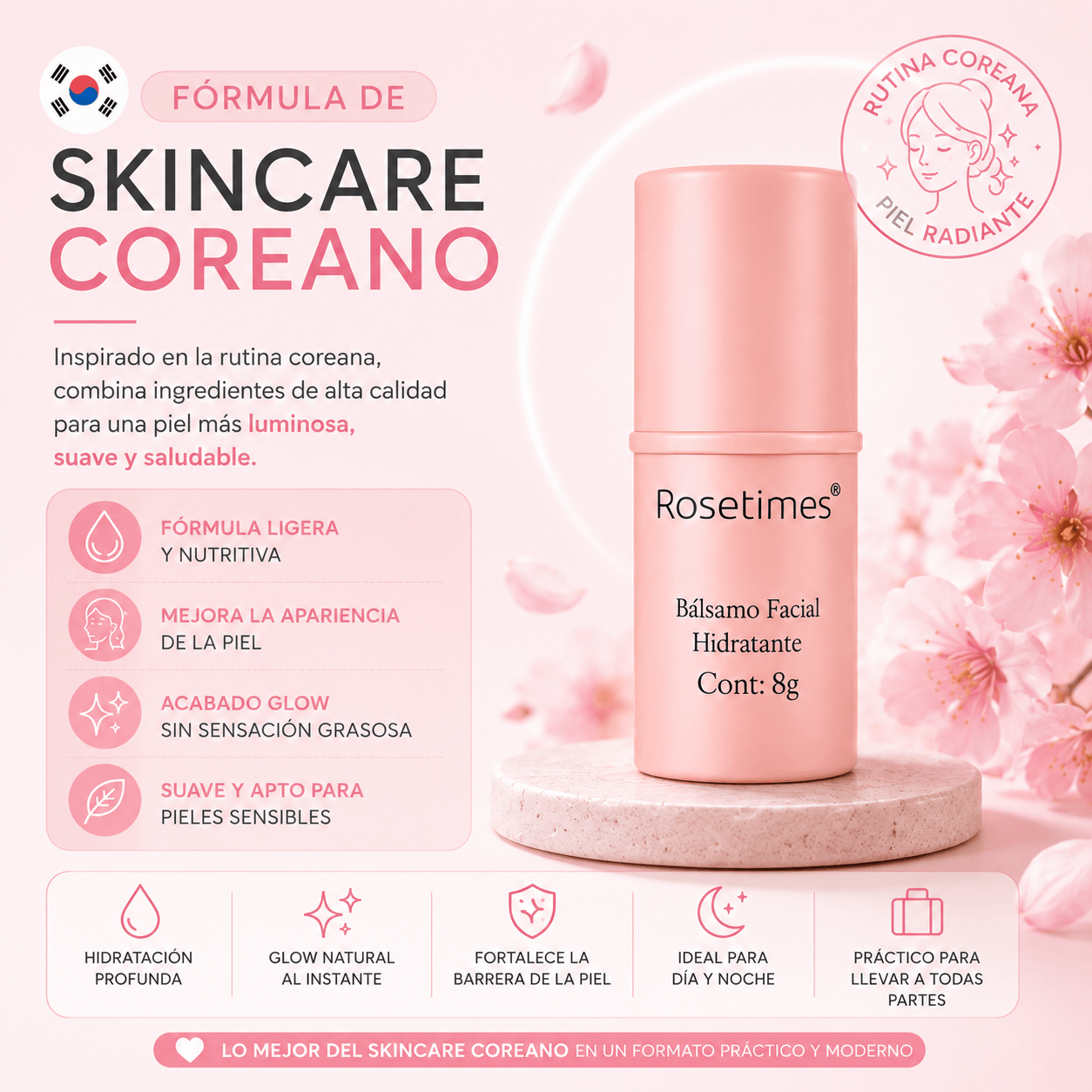 Bálsamo Facial Coreano Rosetimes® | Luz a tu Piel