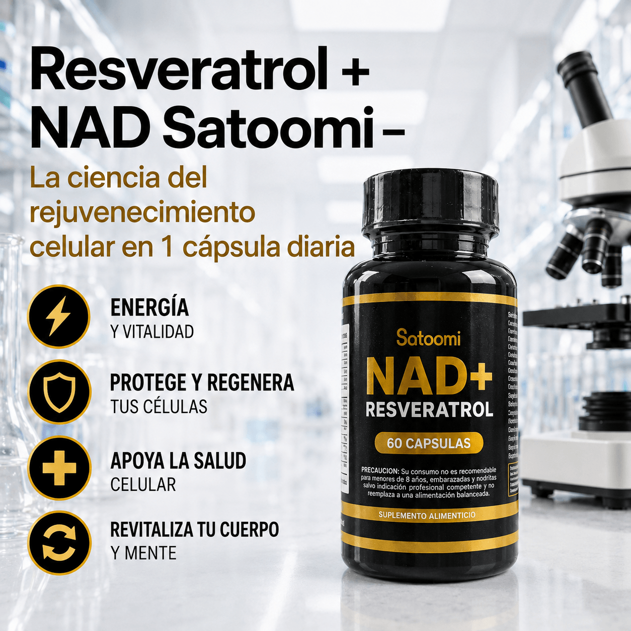 NAD+ Resveratrol Satoomi | Rejuvenece tu Organismo