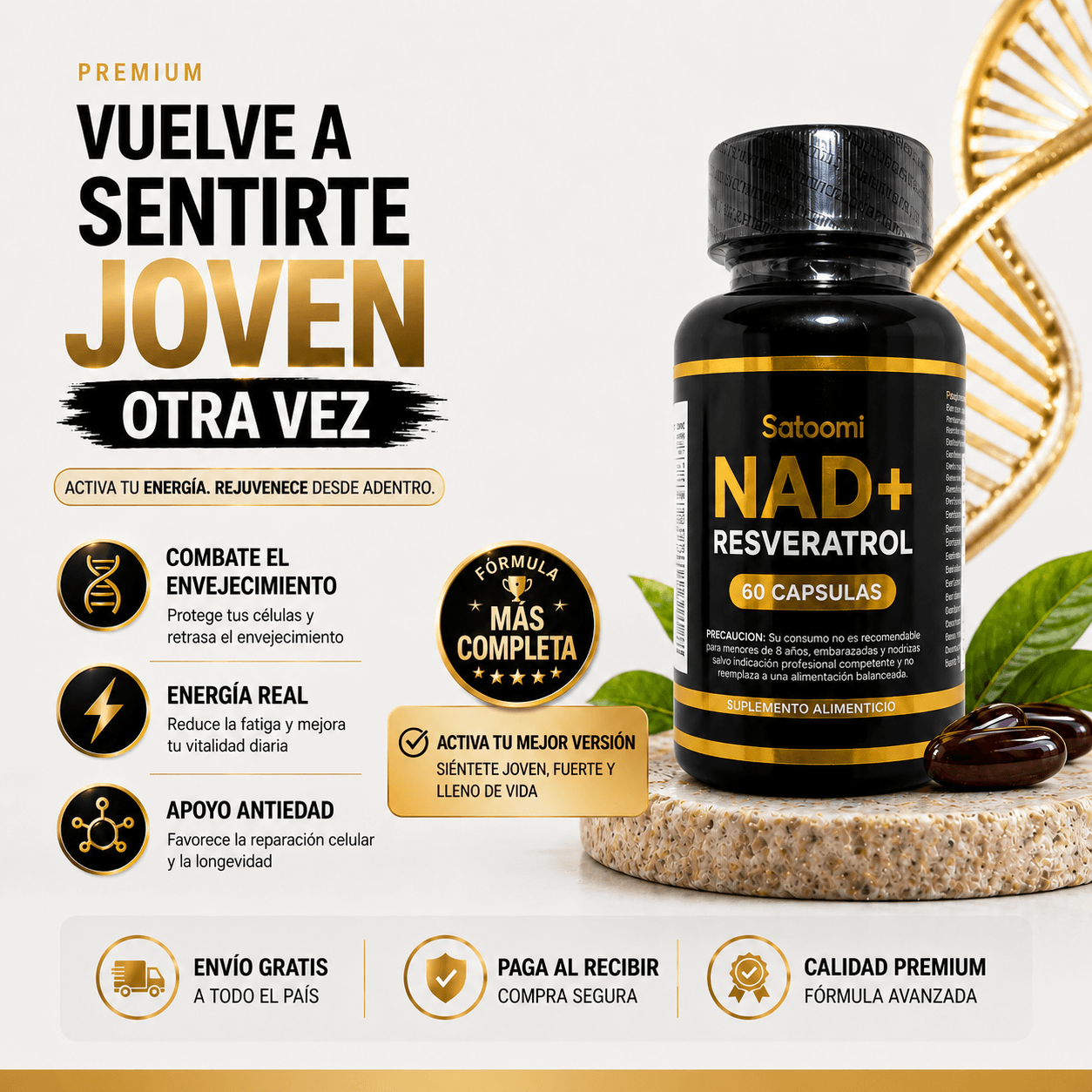 NAD+ Resveratrol Satoomi | Rejuvenece tu Organismo