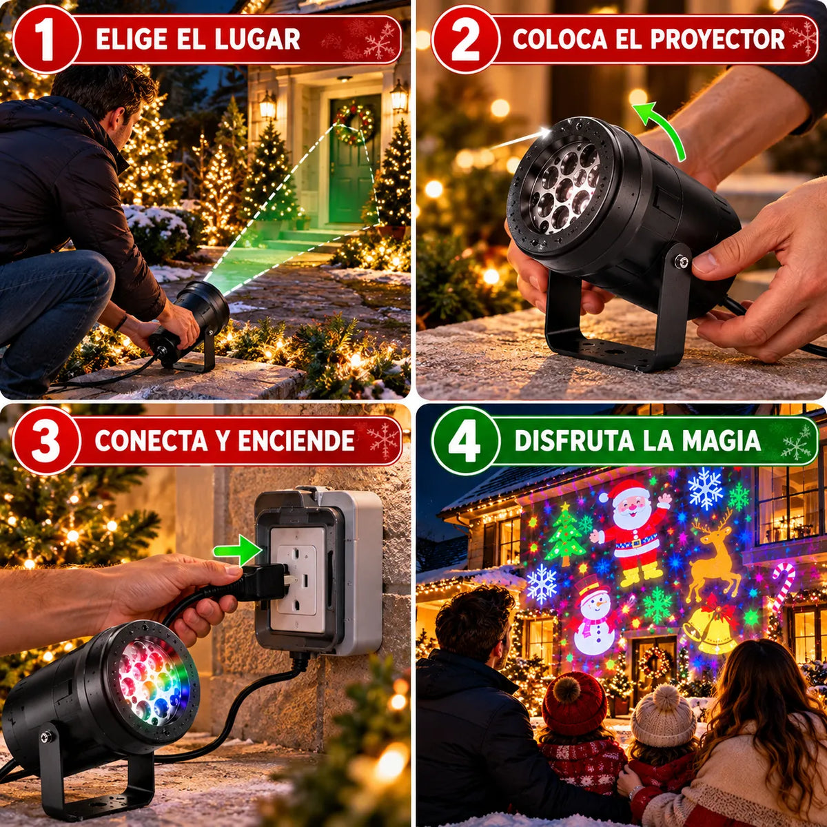 Proyector Led Giratorio Navideño