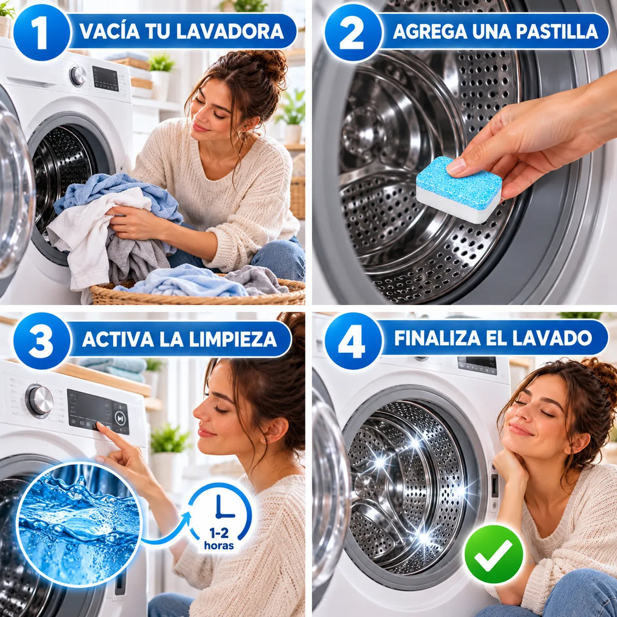 Pack 24 Pastillas Efervescentes Limpia Lavadora