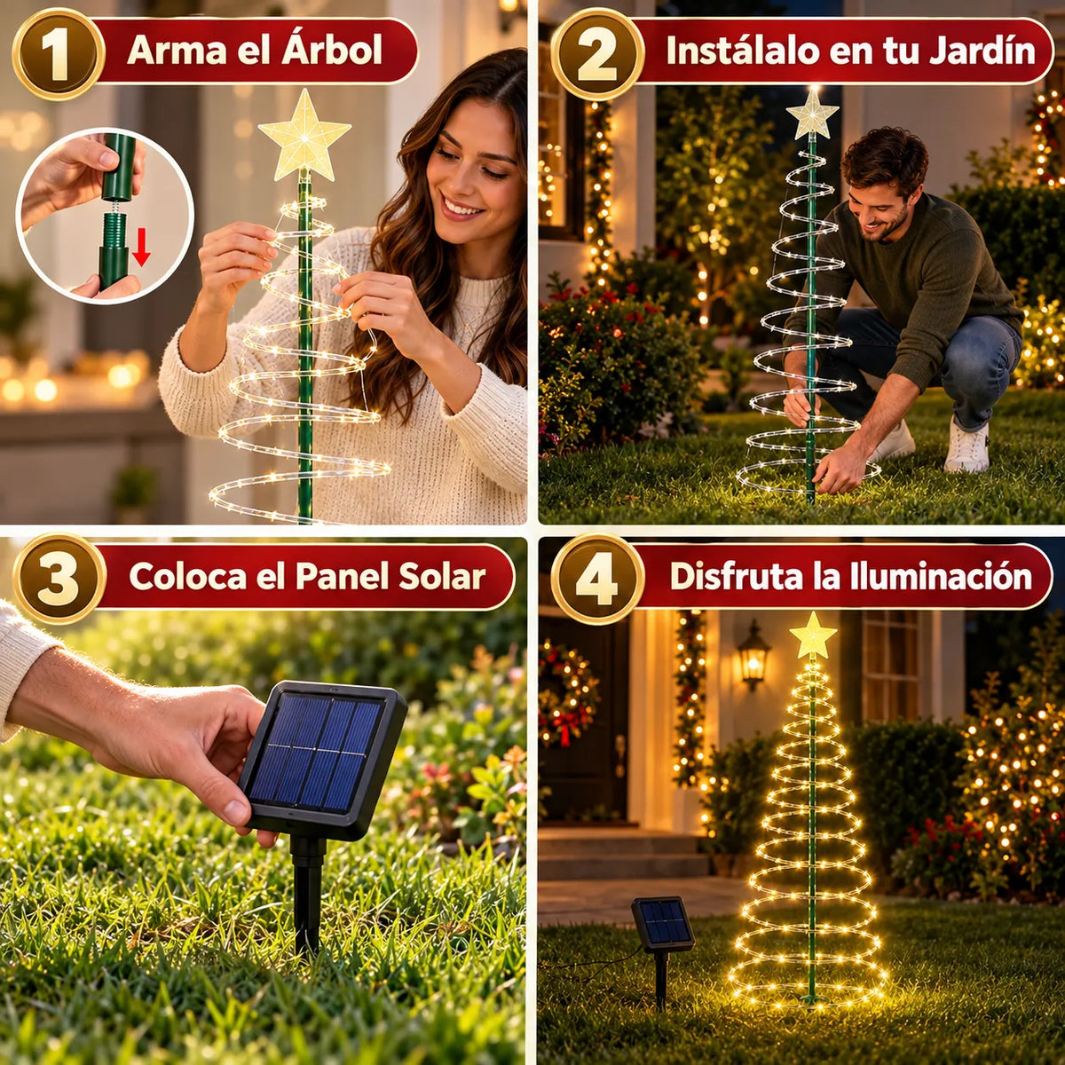 Arbol de Navidad Espiral con carga Solar