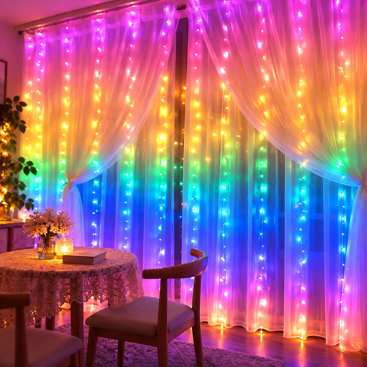 Cortina con Luces Multicolor 3x2 Metros