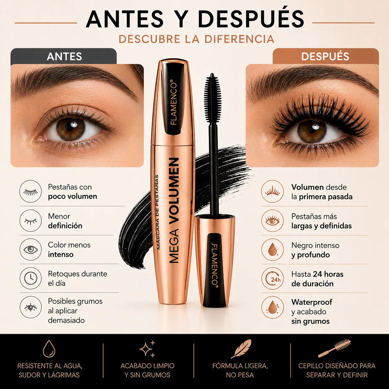 Mascara de Pestañas Flamenco® | Mega Volumen