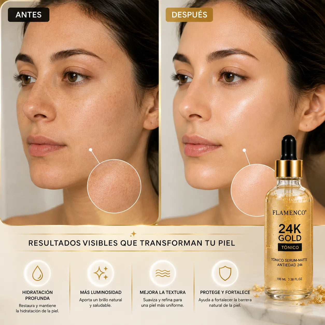 Serum Gold Flamenco® | Cuidado diario para un rostro hidratado