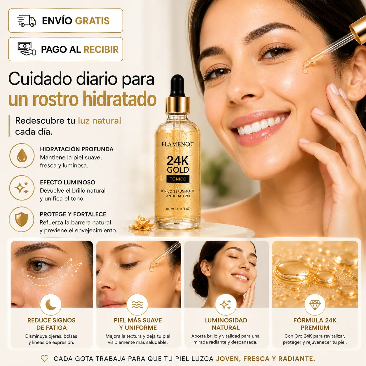 Serum Gold Flamenco® | Cuidado diario para un rostro hidratado