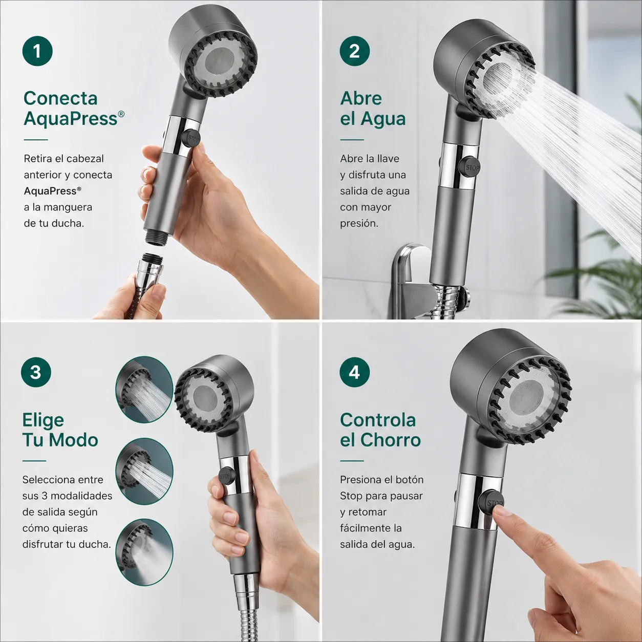 AquaPress® | Cabezal de Ducha Presión y Confort