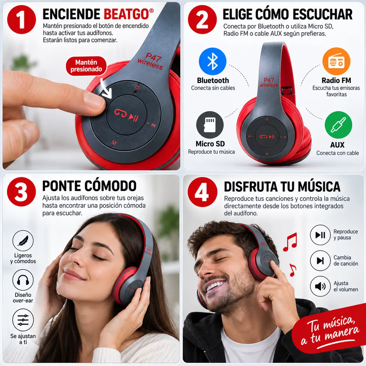 BeatGo® | Audifonos Bluetooth P47