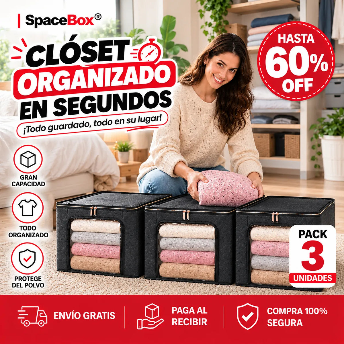 SpaceBox® - Organizador de Ropa Pack 3