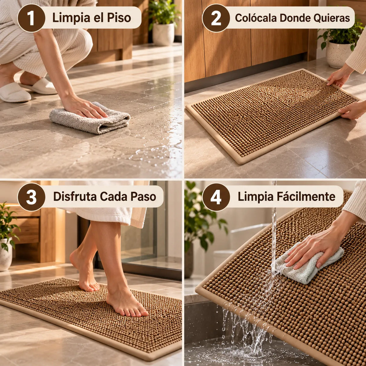 Alfombra de Lino Premium - Antideslizante y Absorbente