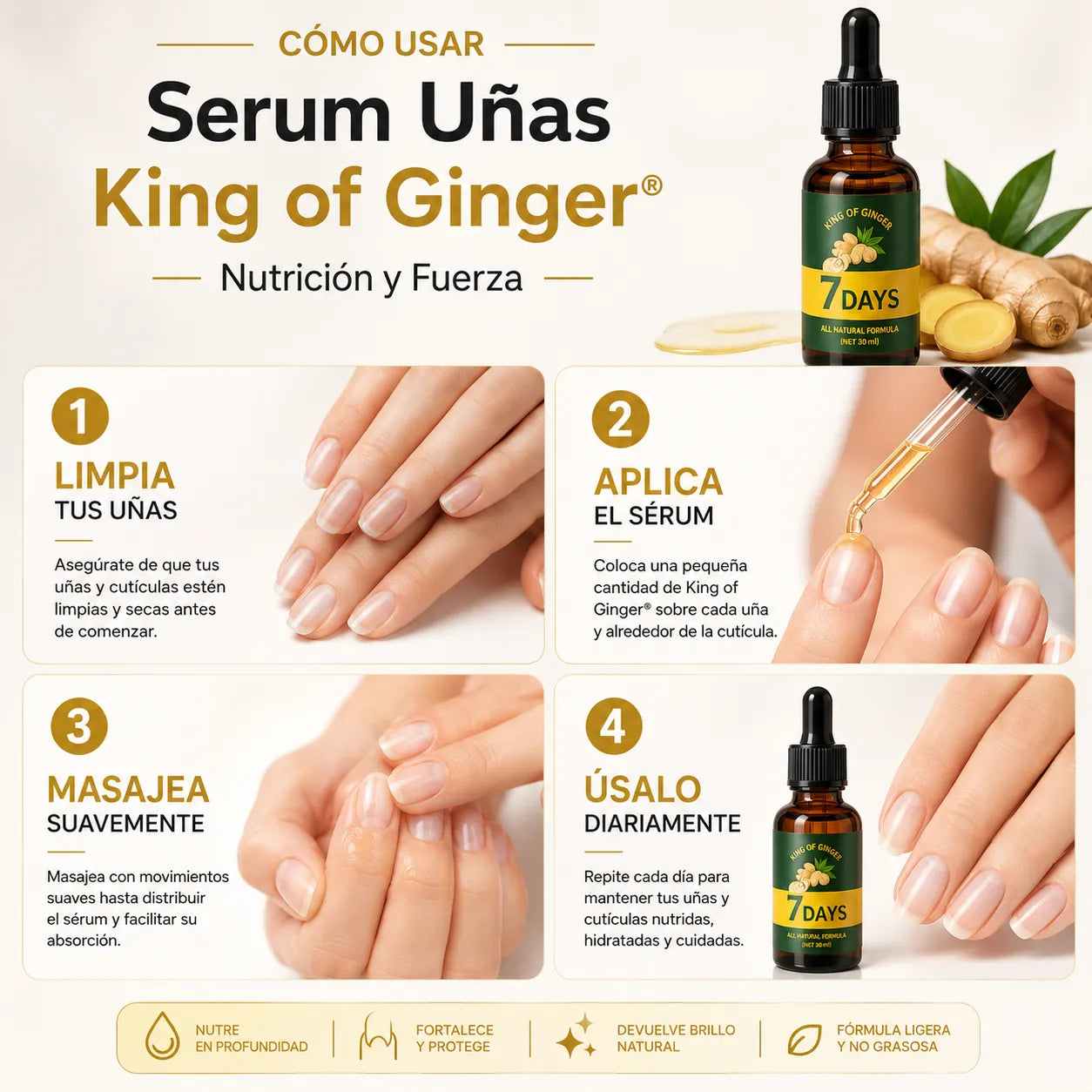 Serum Uñas King of Ginger® | Nutrición y Fuerza