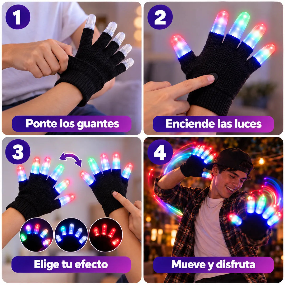 Magic Gloves® | Par Guantes Magicos con Luces Led