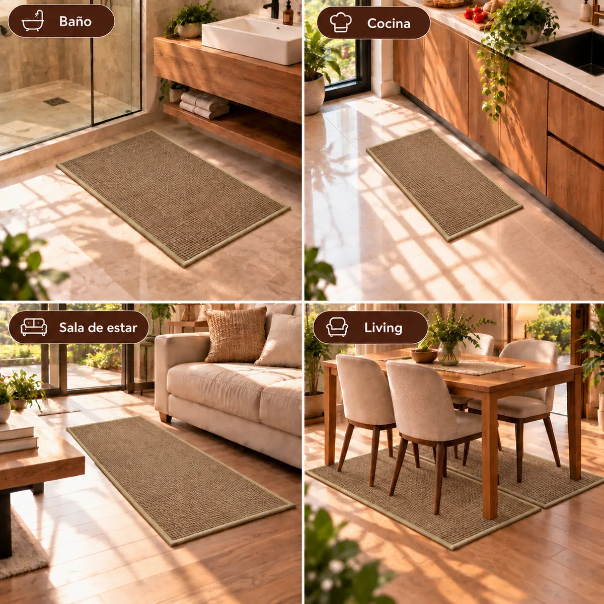 Alfombra de Lino Premium - Antideslizante y Absorbente