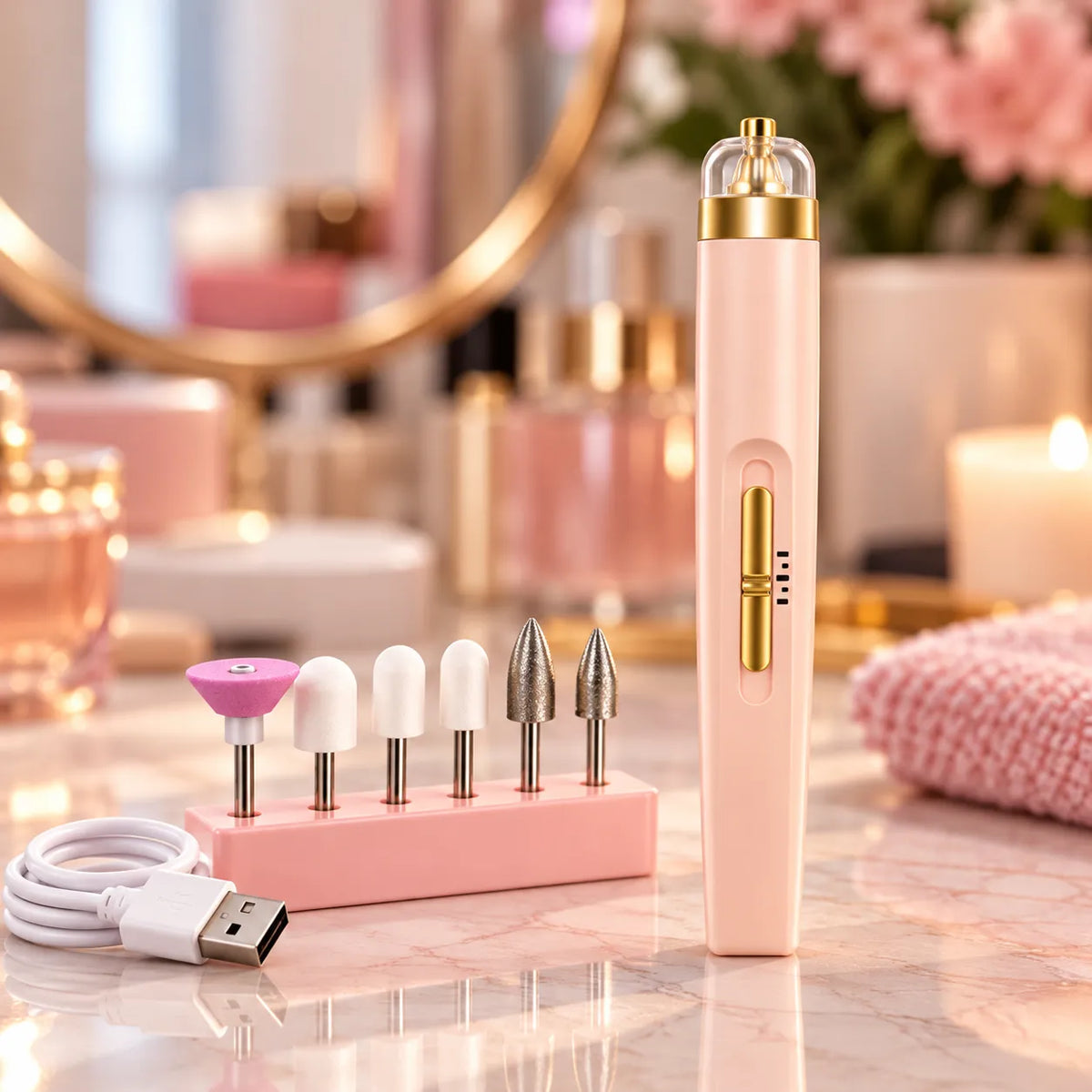 Pulidor de Uñas Recargable + 5 cabezales