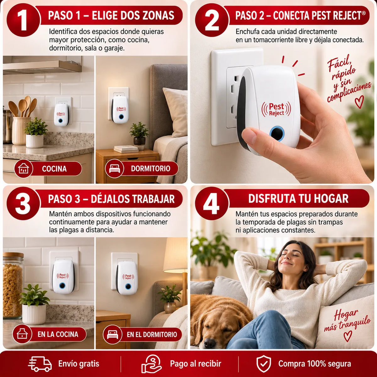 Pest Reject® | Repelente Ultrasonico Plagas Pack 2