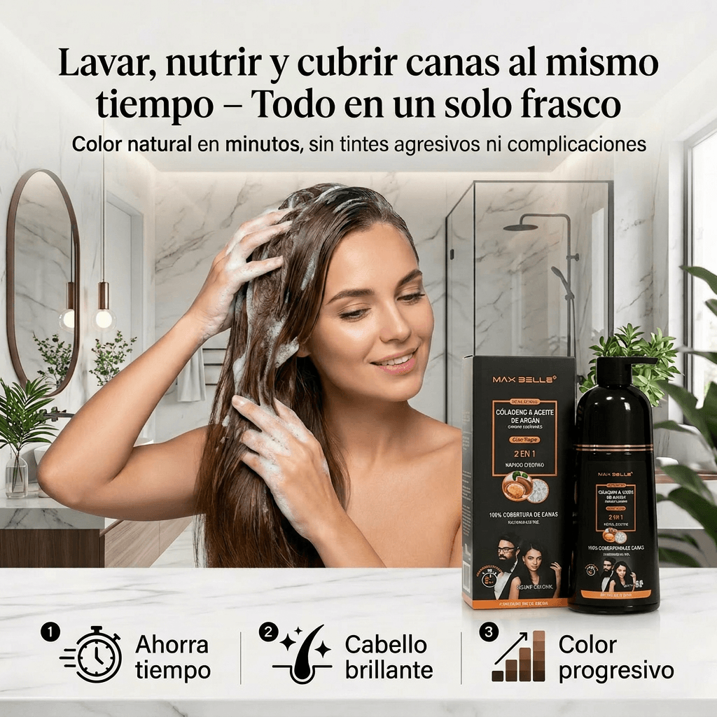 Shampoo Pinta Canas Max Belle® 2 en 1 | Lava y Tiñe