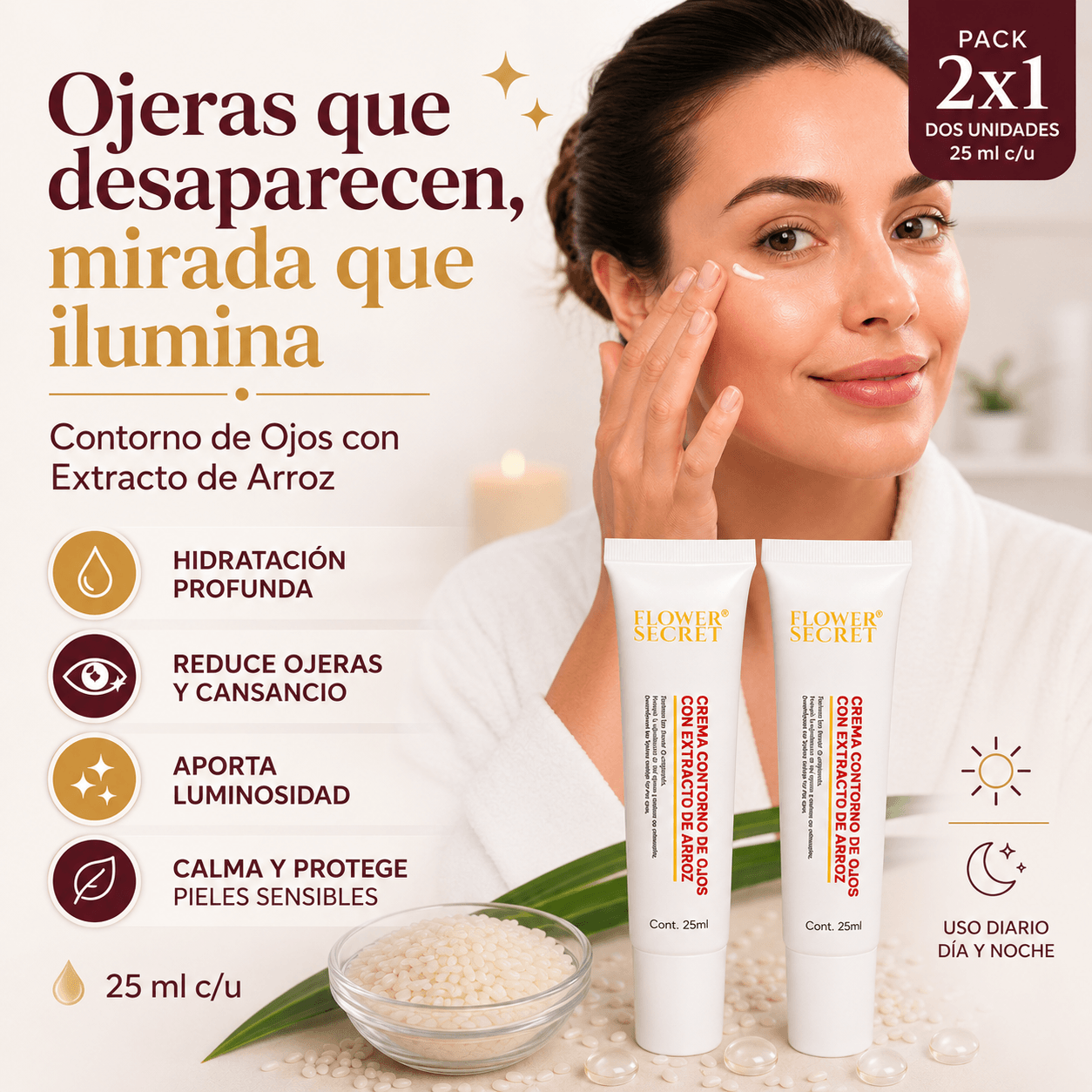 Contorno Ojos Extracto Arroz - Flower Secret®